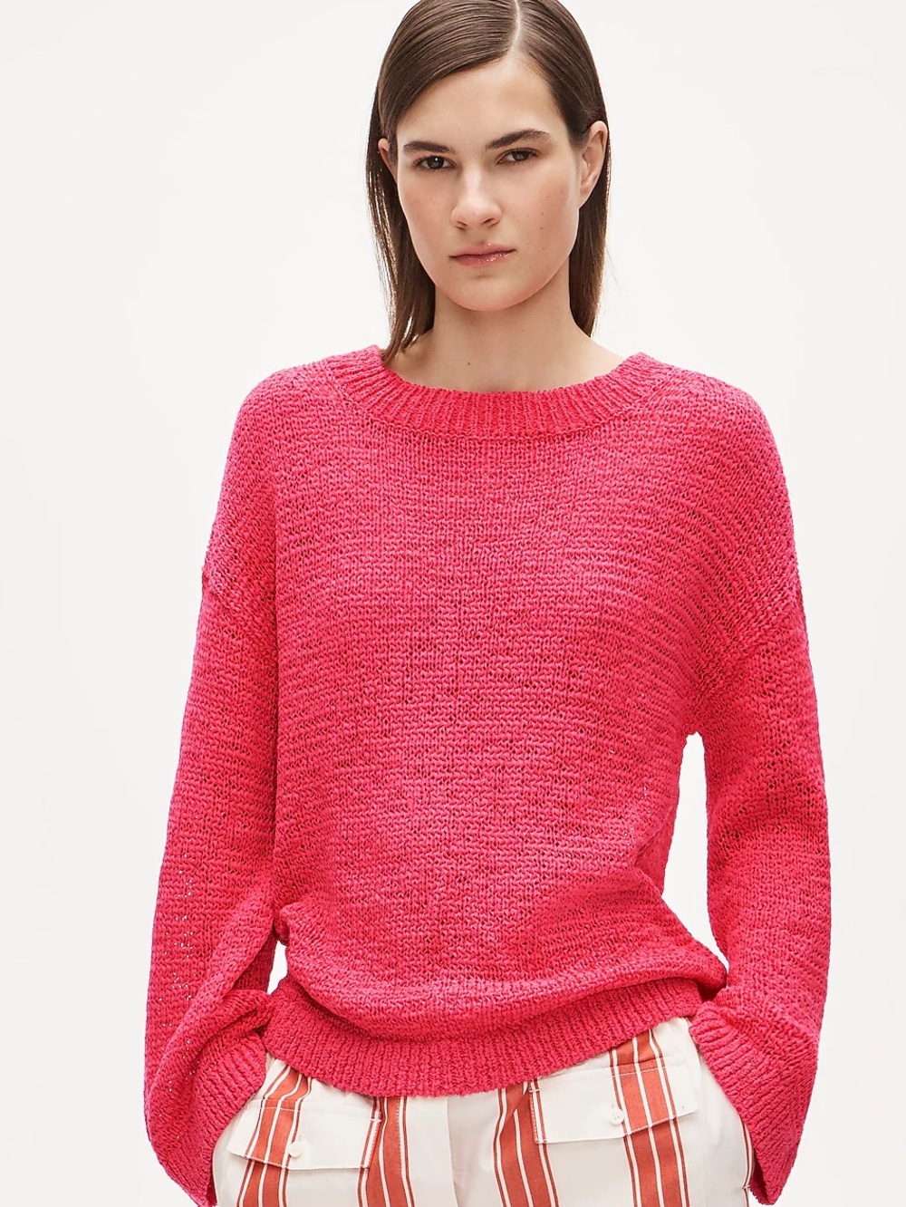 J. Crew Hot Pink Lightweight Crewneck Sweater